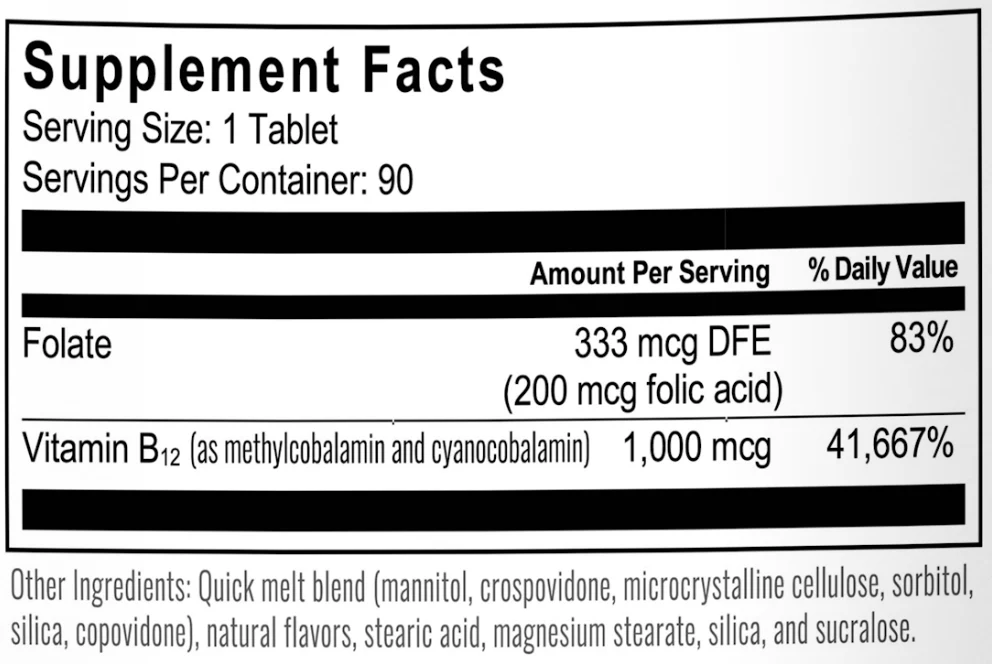BariatricPal 1,000mcg B12 Sublingual Quick Melts - 90 Melts - Image 9
